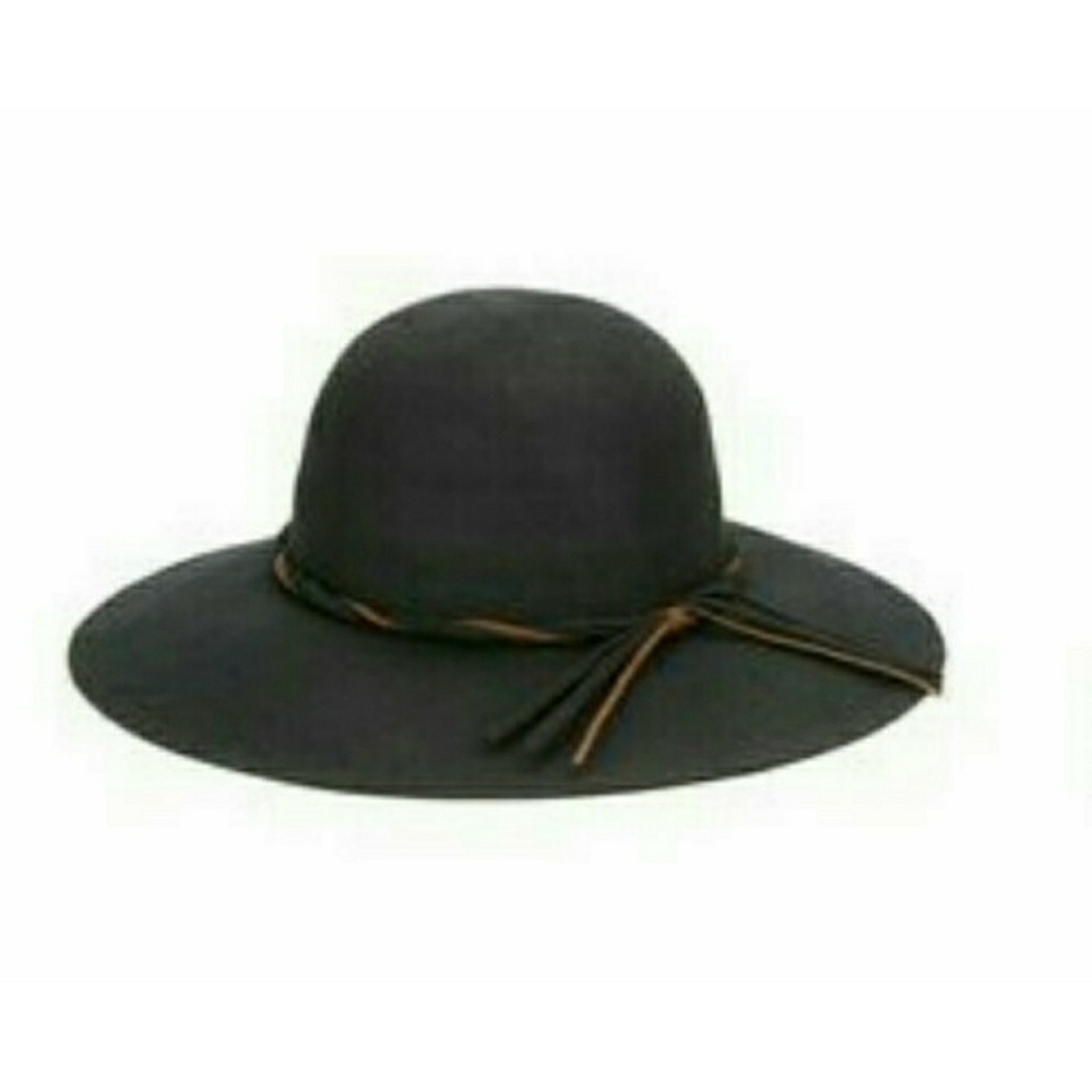 100% Wool Black Wide Brim Hat